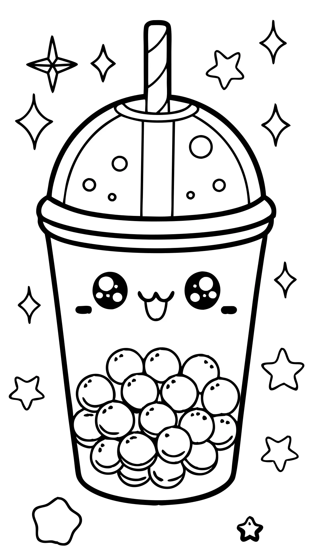 kawaii boba coloring pages